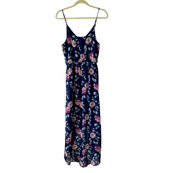 Papaya Womens Floral Hi Low Spaghetti‎ Strap Maxi Dress Size Large Cottage Fairy - Picture 4 of 7